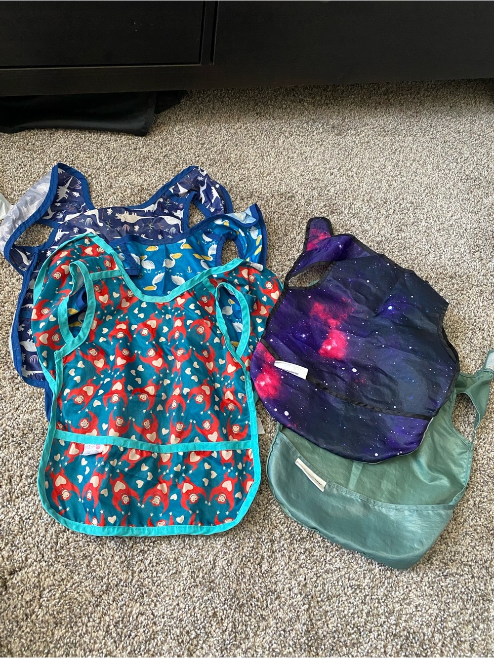 Colorful Kids Waterproof Smock Aprons - Set of 5